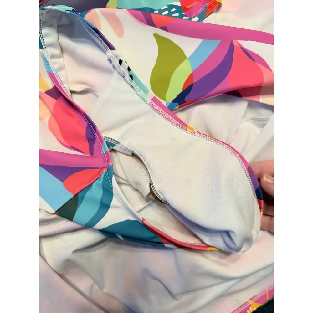 Liz Claiborne tropical one piece swimsuit skirted plus size 20W tropical resort